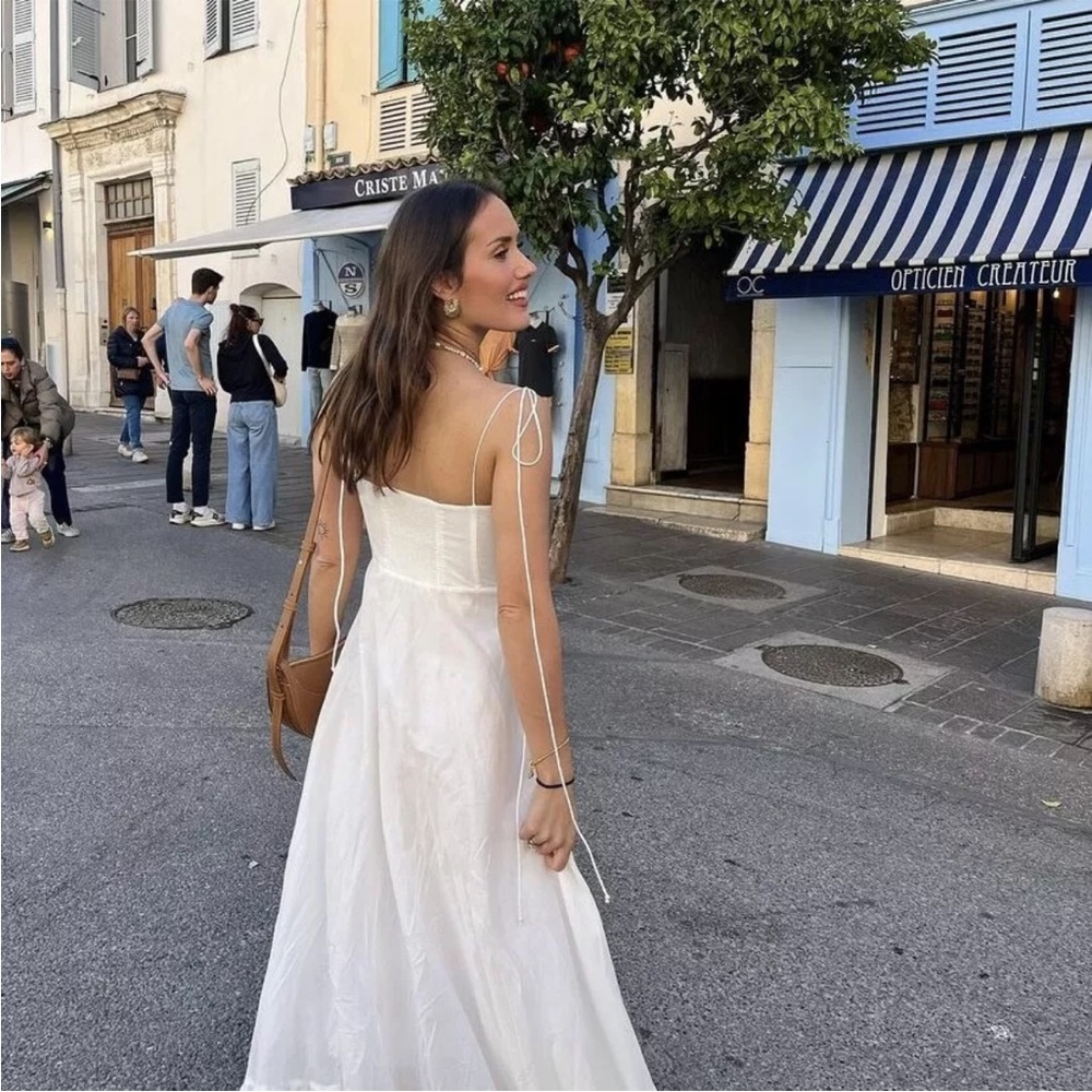 Zara White Strapless Midi Dress - Picture 8 of 15